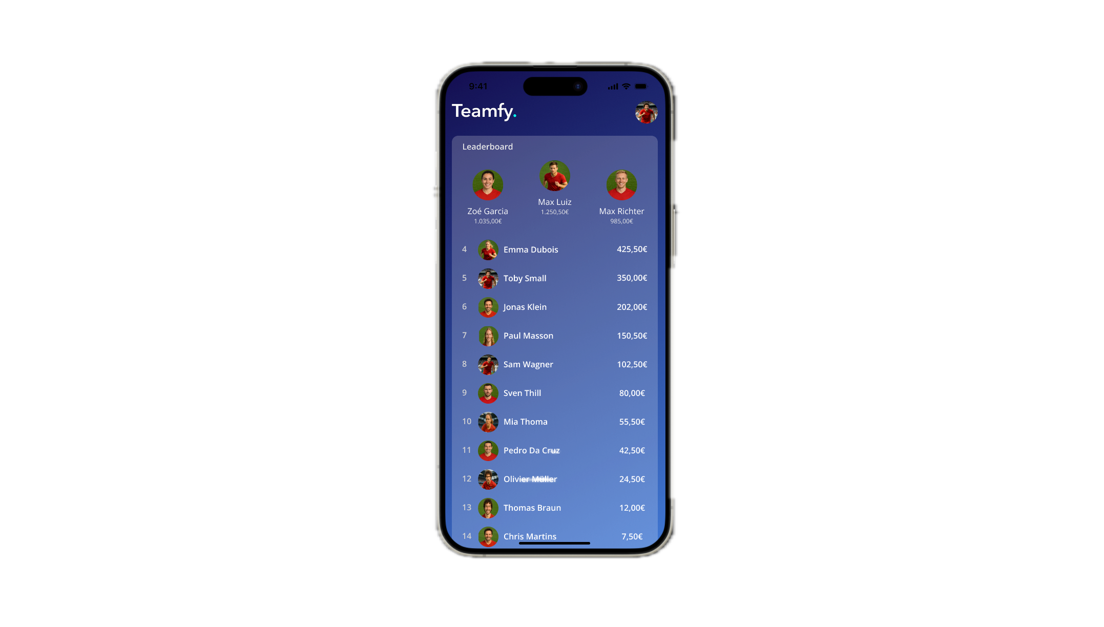 Teamwallet — Teamfy app screenshot